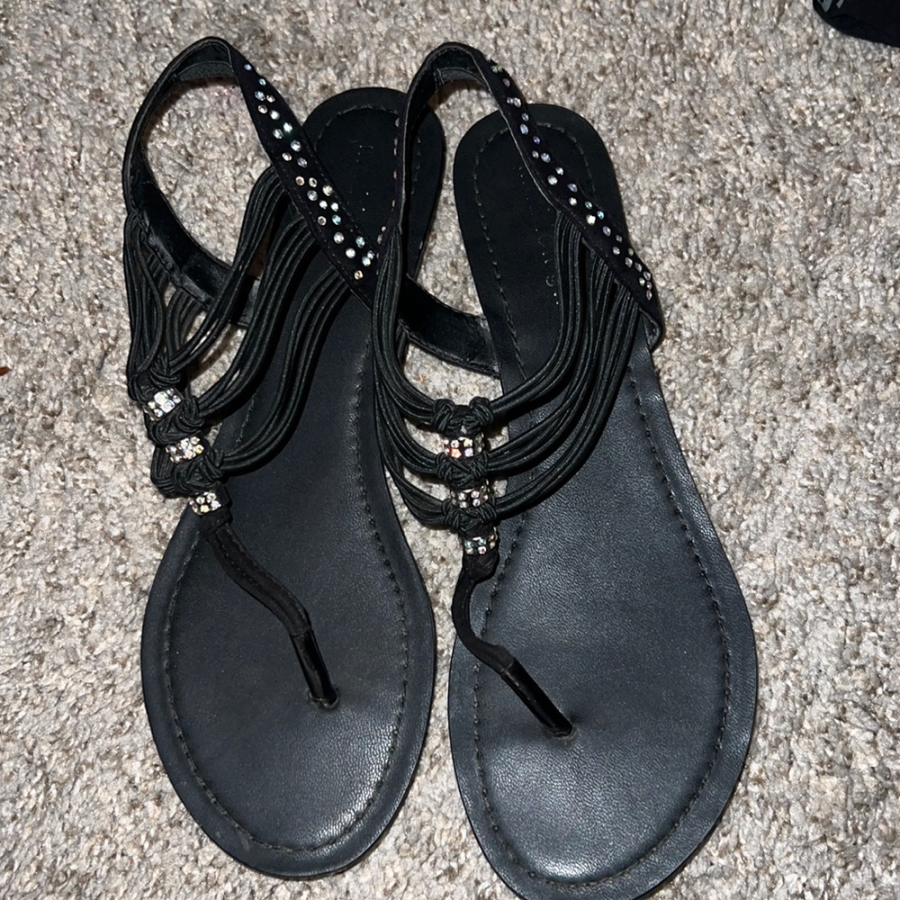 Black beaded sandals